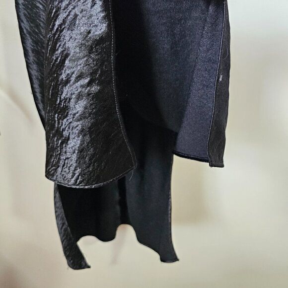 EUC EXPRESS BLACK SATIN FEEL DEEP V NECK SPAGHETTI STRAP MIDI DRESS SIZE 14 - Picture 10 of 14